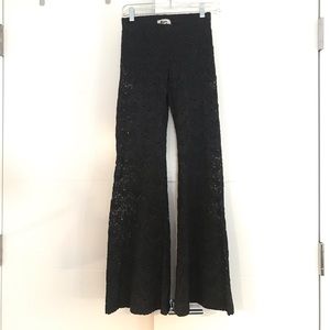 Nightcap Clothing lace pants, charcoal, size 2 (S)